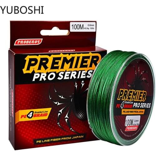 YUBOSHI 5 colors 4 Strands 100M Casting Braid Fishing Line Smooth Super Line Hi-vis and Low-vis colors 6-100LBS