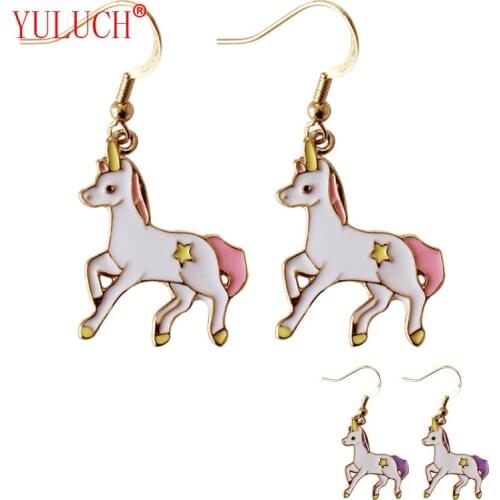 YULUCH 2018 Sweet and delicate cute little white horse pop 2 color personality woman jewelry pendant earrings party gift