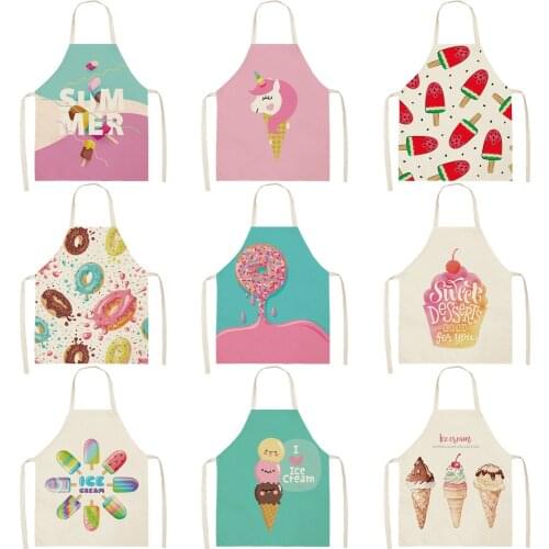 Ice Cream Women Kitchen Aprons Waterproof Barber Apron Cooking oil-proof Cotton Linen Antifouling Chef Apron man kid aprons