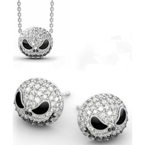 Trendy Jewelry Sets for Women Crystal Skull Earrings Necklaces Set Pumpkins Halloween Jewelry Sets Fashion Jewelry Wholesale