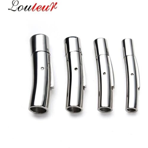 LOULEUR 1pc Stainless Steel Snap Clasps for Bracelet Jewelry Making Hole Size 12.5*3.5mm Leather Cord End Caps Connectors