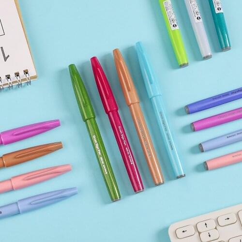 12pcs/set japan Pentel new color brush pen Flourish Special pen Color marker pen Painting School supplies stationery
