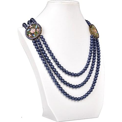 3 rows deep purple multiple bead Fashion Synthesis pearl gem necklace, can give your girl friend gift