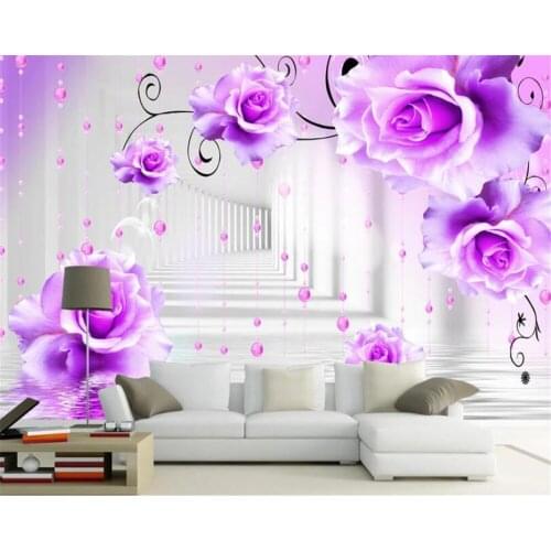 Beibehang Custom home background wall 3d wallpaper fashion water rose Extended space living room wall decoration 3d wallpaper