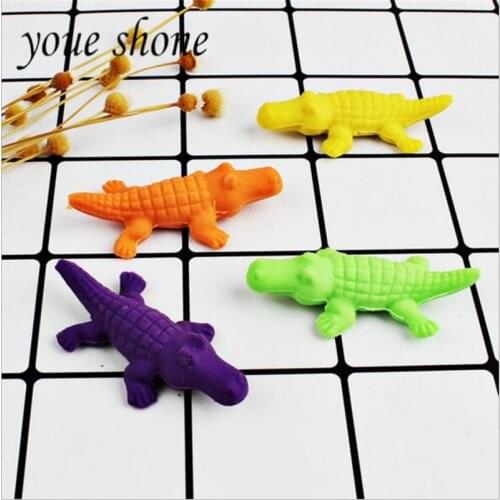 4Pieces/Lots Fashion Cartoon Animal Cute Crocodile Modeling Rubber 3D Eraser For Kid Student Supplies