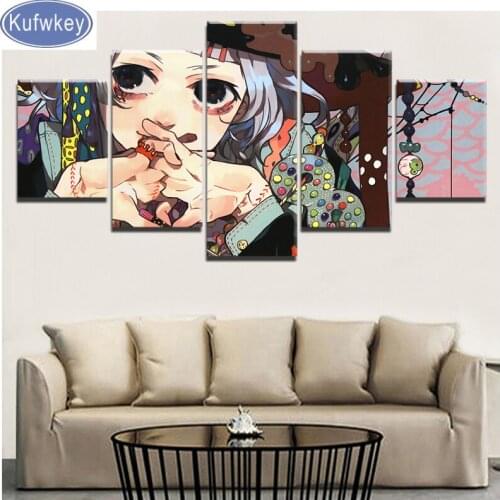 5 Pieces full layout diamond rhinestone embroidery Tokyo Ghoul diamond mosaic square/round diamond painting rhinestones japanese