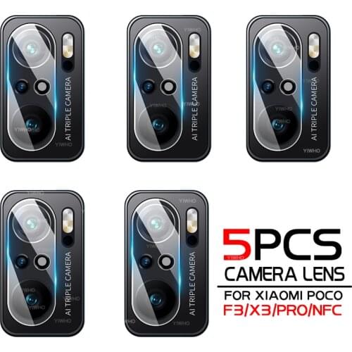 5Pcs Tempered Glass for Xiaomi PocophoneF3 Poco F3 X3 Pro NFC M3 5g Pocophone F3 Pocco Poko F3 Camera Lens Screen Protectors