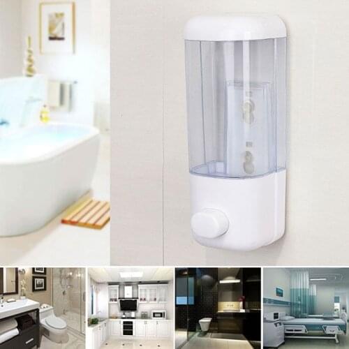 500ml Bathroom Soap Dispenser Wall Mounted Self-Adhesive Shampoo Container Hand Press Liquid Lotion Single Slot Storage