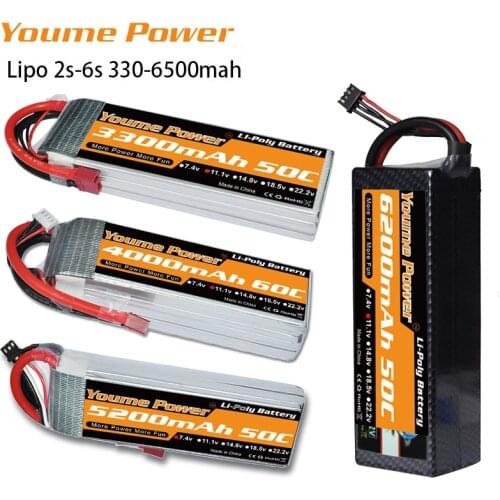 Lipo 2S 7.4V 3S 11.1V 4S 14.8V 6200mAh 6500mAh 6S 22.2V Battery 3300mAh 4000mAh 4500mAh 5200mAh 50C 60C T DEAN for TRAXXAS Car