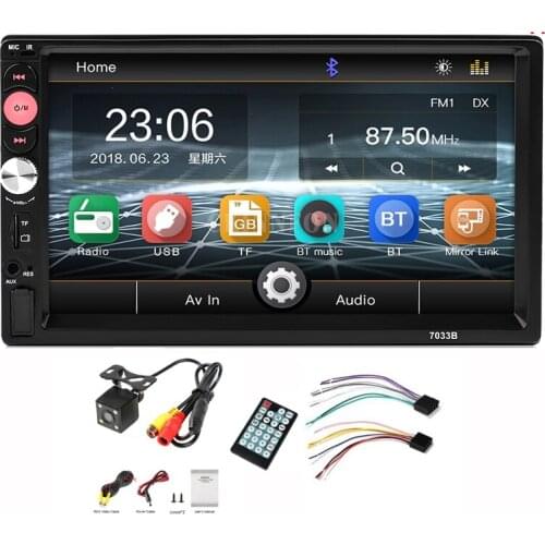 20Pcs/Lot 7033B USB TF FM AUX Touch Screen Car Stereo Radio 2 DIN MP5 Player for Camera Remote Control Bluetooth Mirror Link