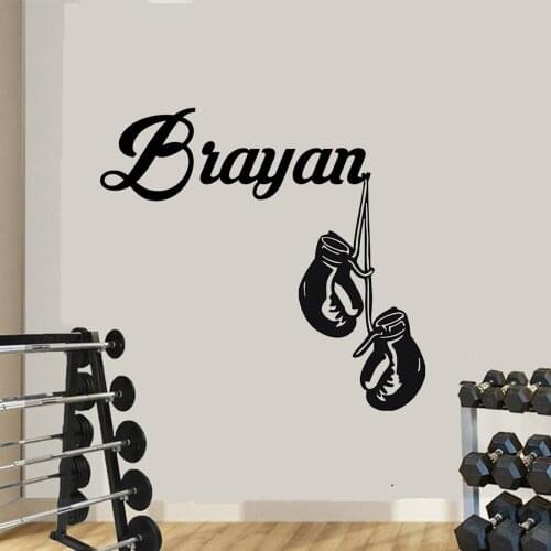 BOXER Boxing Gloves Personalised Name Boxing Wall Decal Bedroom Sport Fight Deco For Boys Room Vinyl Sticker ph337
