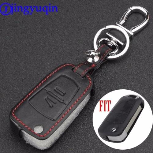 Jingyuqin Remote 2 Buttons Flip Folding Leather Car Key Case Cover for Opel Agile Vectra Novo Montana Corsa Holder Case