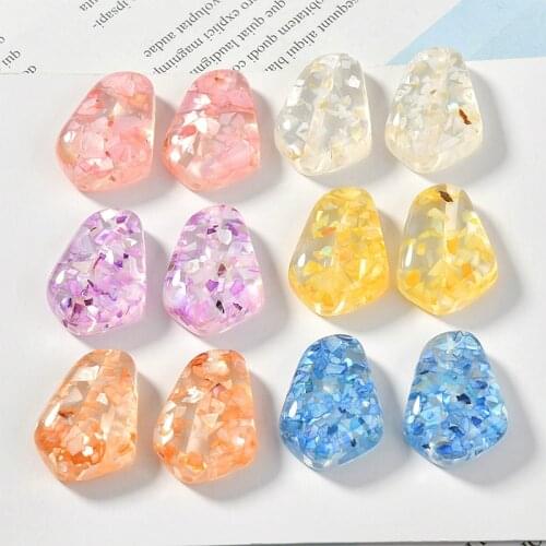 Colour transparent resin shell fragments straight hole irregular shaped pendant DIY Earrings accessories