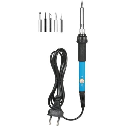 60W Electric Adjustable Temperature Welding Soldering Iron + 5 Replacement Soldering Tips Set