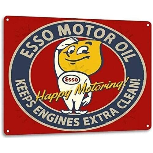 Esso Motor Oil Garage Motor Gas Station Auto Retro Wall Decor Metal Tin Sign 8x12in
