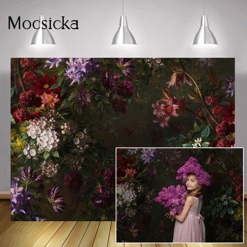 Retro Flowers Children Birthday Portrait Photography Backdrop Green Famous Oil Painting Art Background Floral Wedding Photocall