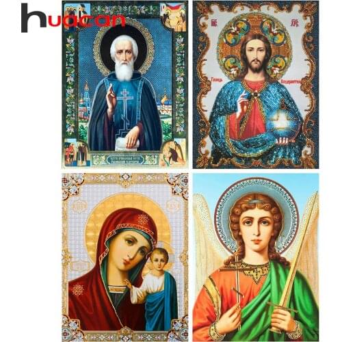Huacan 5d DIY Diamond Painting Full Square Jesus Virgin Mary Diamond Embroidery Mosaic Angle Christianity Religion Portrait New