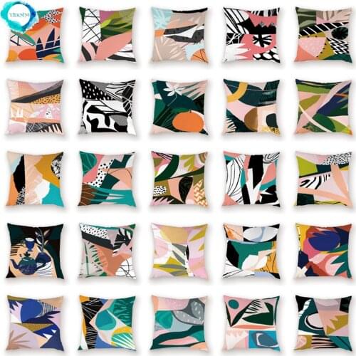 Art Abstract Polyester Pillow Case Splice Patterncushion Decorative Cushion Covers Colorful Bohemian Pillow Covers 45X45CM