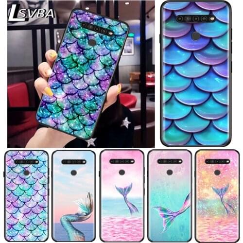 Mermaid Tail Bling for LG G8 G8S G8X V30 V35 V40 V50 V60 ThinQ Q60 K40 K50 K30 K41 K51 K61 K71 K92 Black Phone Case