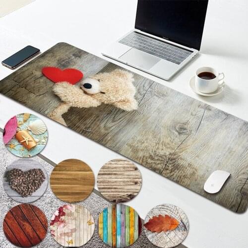 PU Leather Computer Mouse-pad Smooth Game Laptop Mouse Pad Simple Wood Pattern Anti-slip Waterproof Large Mouse Mat