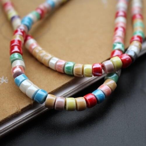 78Pcs 6mm*4mm Ceramic Beads Pipe Shape Button Space Beads Multi-color for Bracelet Necklace jewelry making DIY Accessoires