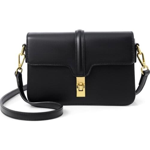Womens Classic Shoulder Small Square Bag 2021 Trend Fashion Luxury Female Minimalism Leather Crossbody Party Bags Shopper Black