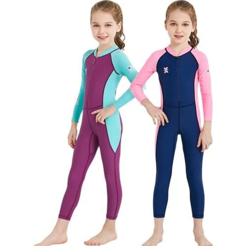 Summer new style childrens diving suit outdoor long-sleeved one-piece swimsuit sunscreen quick-drying childrens swimwear
