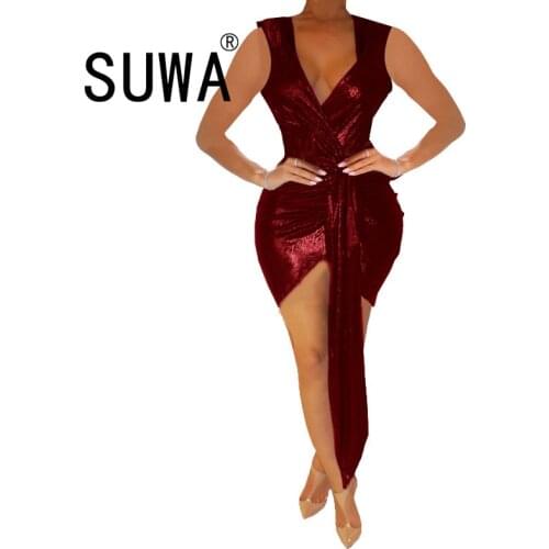 Summer Neon Clothing Solid Color Sexy Party Night Club Bodycon Mini Dresses For Women Deep V Neck Elegant Robe Sundress