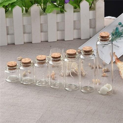 10ml 15ml 20ml 25ml 30ml 40ml 55ml Small Cork Glass Bottles Empty Containers Crafts Jars 25Pcs Diameter 30mm Vitreous Vials