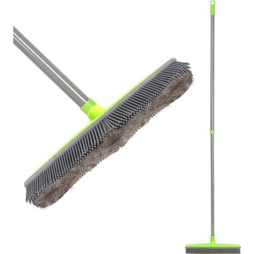 Broom Rubber Pet Hair Bristles Scratch Resistant Sweeping for Effortless Removal of Animals Cats Dogs Hair Carpet Window