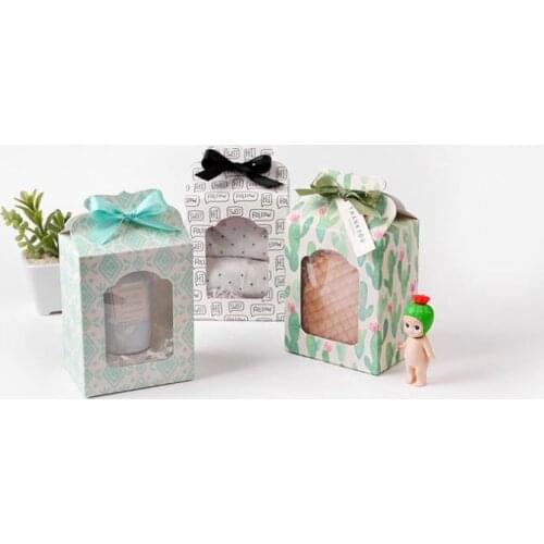 Cute Cactus Paper Box Wedding Favor Party Decoration Cookie Candy Chocolate Macaron Honey Jam Jar Packaging Box Gift Boxes SN