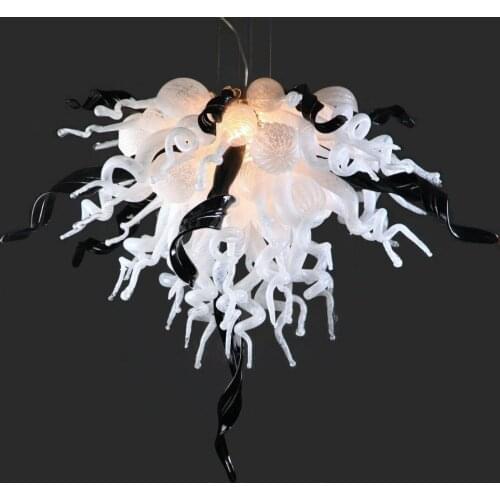 Fashion Chandelier China Factory Price White and Black Modern Hand Blown Glass LED Chandelier Hanging Lamp for Home Shop Office