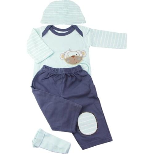 Fashion Cloth Boy Doll Suits 4 pcs Hat Shirts Trousers Socks For 22-23 Reborn Baby Doll Accessories kids DIY Doll Clothing
