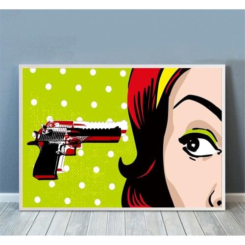 The Fashion Gun With Girl Poster Wall Art Canvas Painting Wall Art for Living Room Home Decor