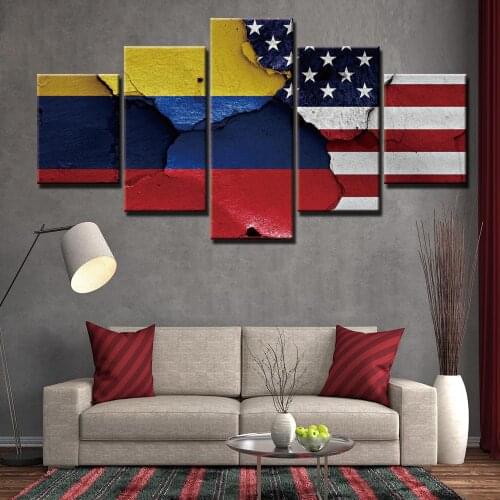 Modular Hd Prints Picture Home Decoration US National Flag Paintings Canvas 5 Pieces Poster Wall Art For Living Room Framework