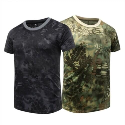 2019 Camouflage Quick Dry Breathable T-Shirt Tights Army Tactical T-shirt Mens Compression Shirt Fitness Summer Body bulding
