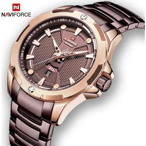 NAVIFORCE Watches Top Luxury Brand Men Fashion Stainless Steel Analog Quartz Watch Mens Military Sports Waterproof Wristwatch