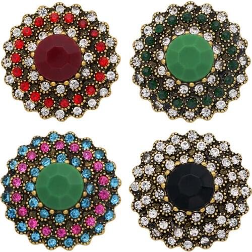 New KZ1361 Beauty Vintage Rhinestone Golden 25MM Metal snap buttons for DIY snap jewelry wholesale