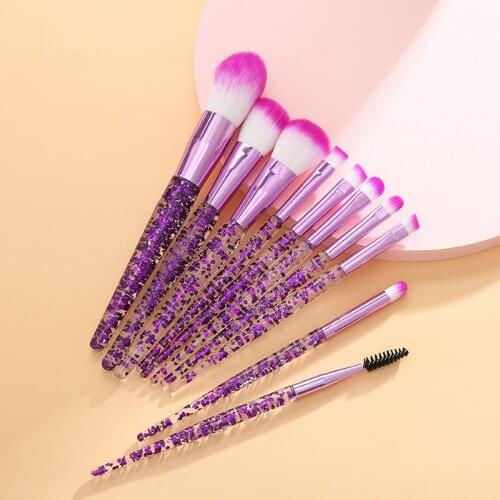 10Pcs/Set Transparent Makeup Brushes Tool Set Cosmetic Powder Eye Shadow Foundation Blush Blending Beauty Make Up Brushes