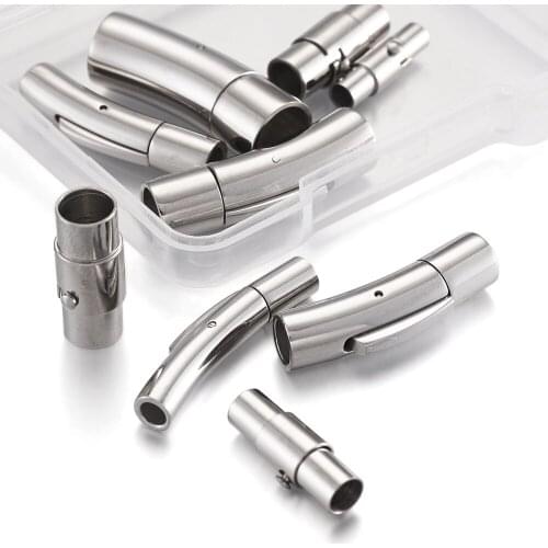 Stainless Steel Bayonet Clasp Buckle Leather Cord Clasps Column Shape Magnetic Screw Clasps for Bracelet Jewelry Making Findings