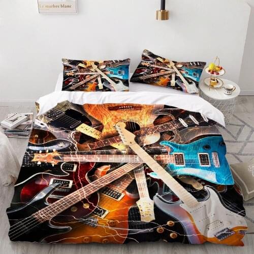 3d Color Guitar Music Print Bed Pillowcase Down Quilt Cover Single Double Queen King Full Size Adult Bedding Set