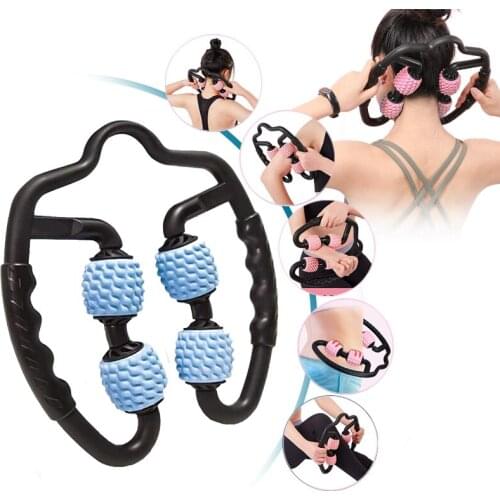 U Shape Trigger Point Massage Roller For Arm Leg Neck Muscle Tissue For Fitness Gym Yoga Pilates Sports 4 Wheel Body Massager