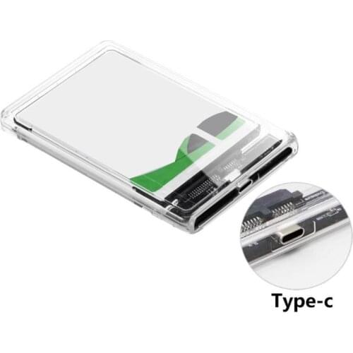 VKTECH Portable 2.5 inch Transparent Hard Disk Case USB 3.1 Gen 2 Type-C to SATA HDD SSD Mobile Enclosure Mobile Hard Disk Box