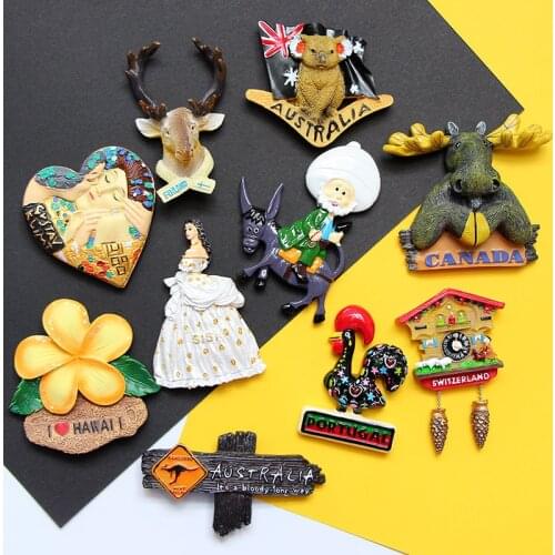 World tourism Australia Koala kangaroo Princess Sisi Avanti Fenlan deer Rome 3D fridge magnets decoration refrigerator stickers
