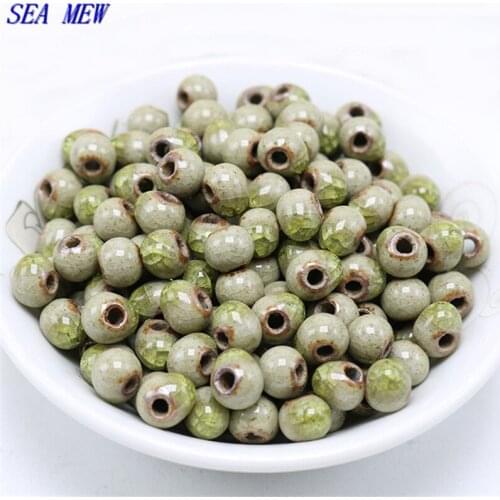 30pcs 6mm 8mm 10mm Yellow Porcelain Loose Beads Ceramic Beads Handmade DIY Hole Beads For Jewelry Making