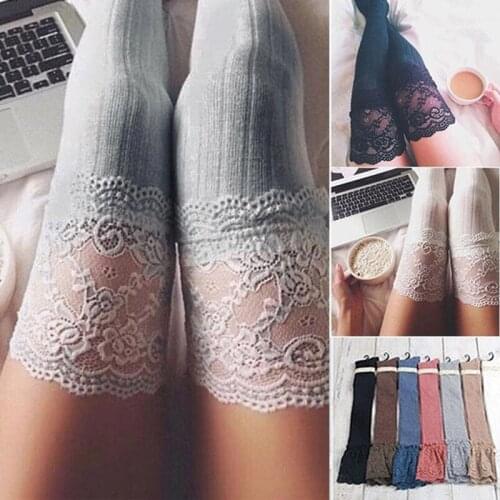 2020 GAOKE Brand New Women Winter Cable Knit Over Knee Long Boot Thigh-High Warm Stockings Lace Leggings
