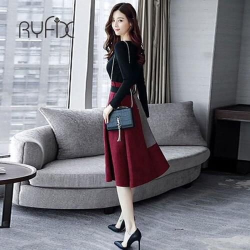 HISUELY 2021 Womens Pencil Dress OL O-Neck Splice Dress Fashion Two Pieces Set 2021 New Fashion Elegant Slim Bodycon Sets Suit