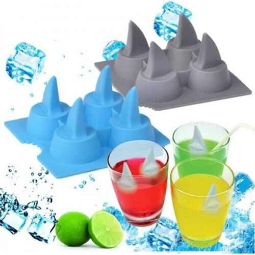 1 Pc 5 Holes Creative Shark Shape Ice Mold Silicone DIY Drink Shark Fin Shape Ice Cube Freeze Mold Tools E351