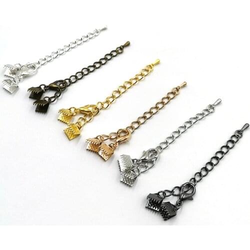 10Pcs Water Drop Charms Extended Tail Chains With Lobster Clasp Fit 6-40mm Leather Cord End Clasp Connector For Jewelry Making