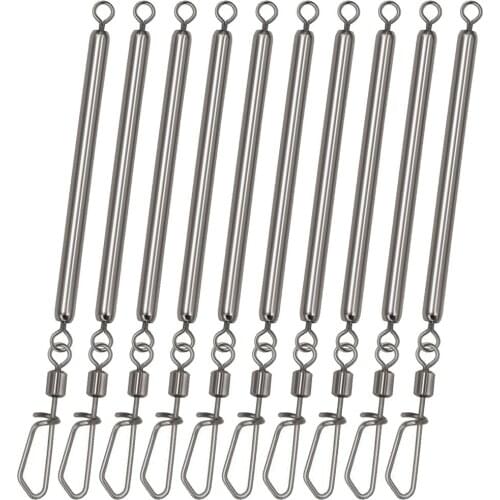 10pcs/Pack Anti Bite Wire Leaders With Snap Swivel Fishing Line Rigs Bars Lead Core Leash Accessory Shock Absorber Easily Rotate